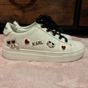 Karl Lagerfeld Kids White Sneakers with Red Accents